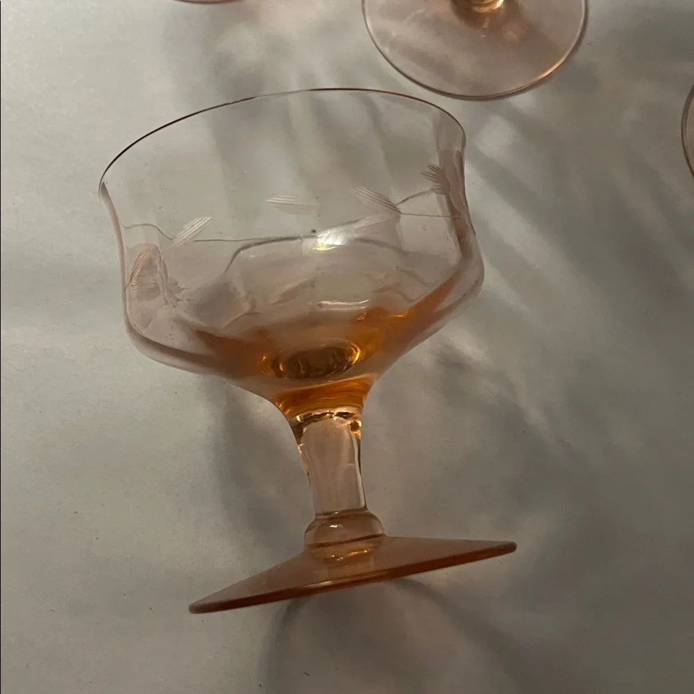 Elegant Pink Glass Dessert Cups Set, Depression Glass Vintage - Picture 5 of 8